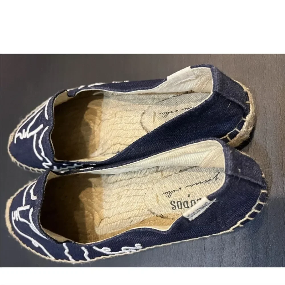 Soludos Espadrilles Visage Embroidered Smoking Slippers  Size 6